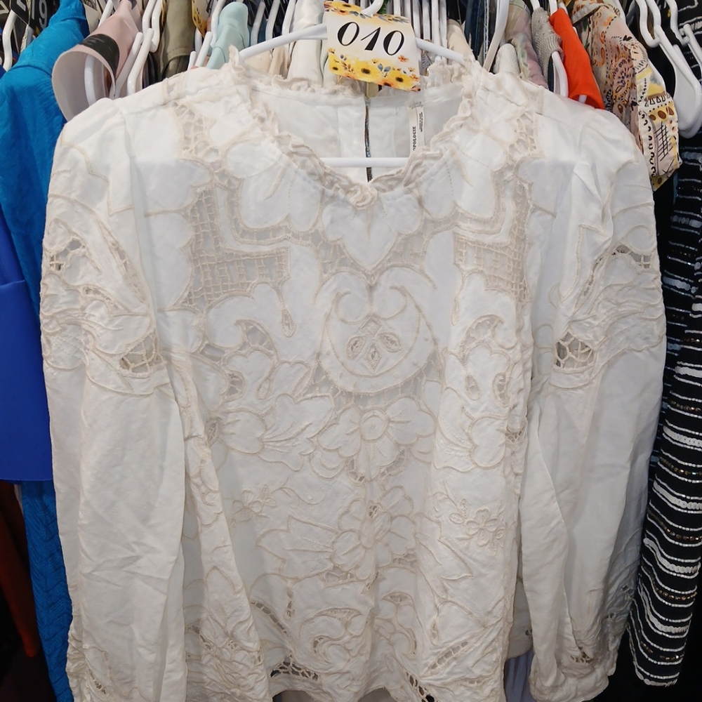 Anthropology long-sleeve ivory top